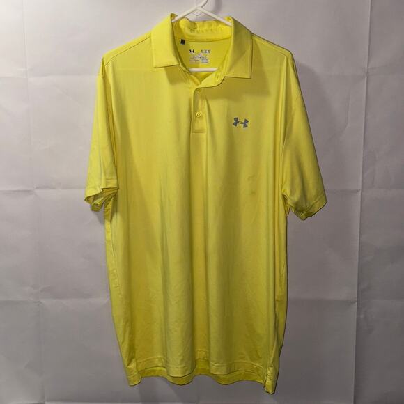 Under Armour HeatGear Yellow Polo Shirt Men’s XL Loose Fit - Picture 1 of 6